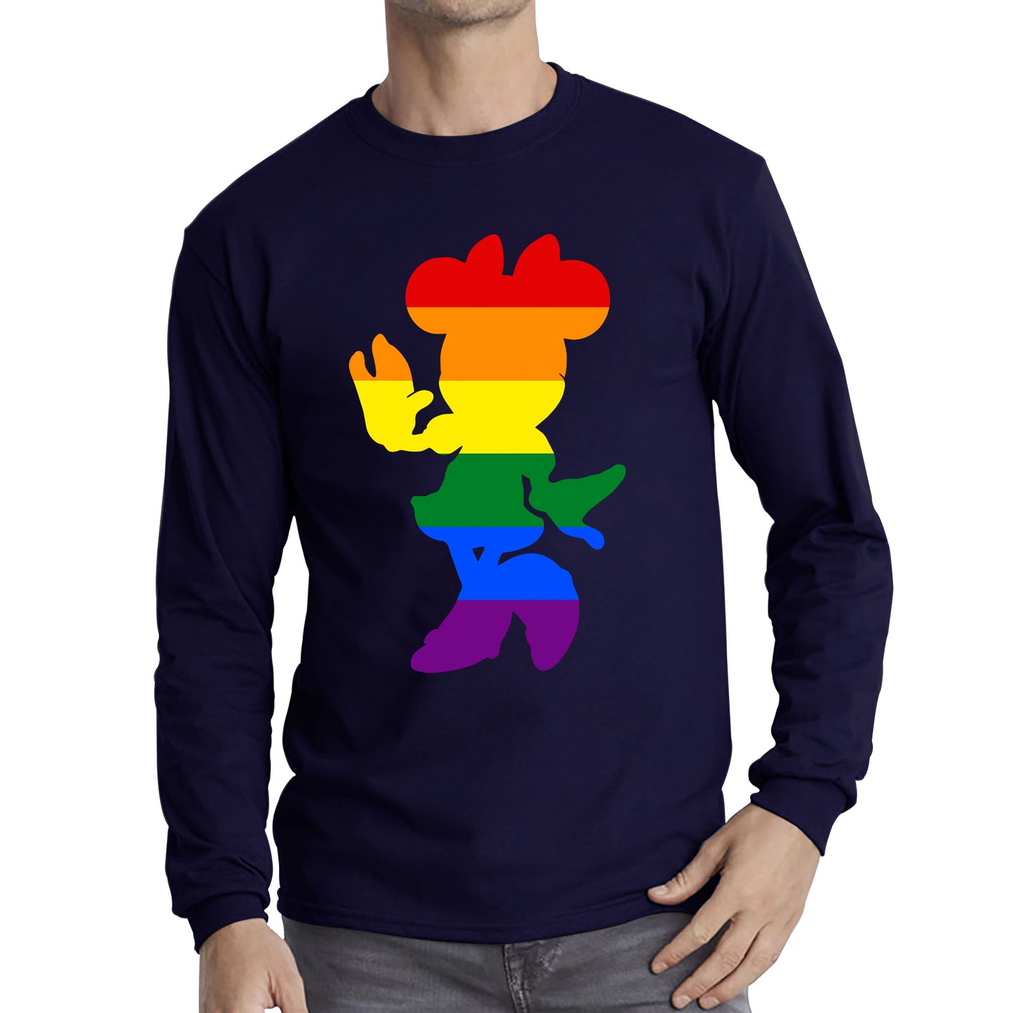 Disney Minnie Mouse Pride Disneyland LGBT Pride Month LGBTQ+ Rainbow Colours Disney World Long Sleeve T Shirt