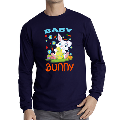 Baby Bunny Cute Little Bunny With Egg Happy Easter Day Long Sleeve T Shirt