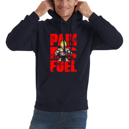 Pain Is Fuel Dragon Ball Z Super Saiyan Goku Kakalot Gym Training Musculation Dumbells Bodybuilding Workout Unisex Hoodie