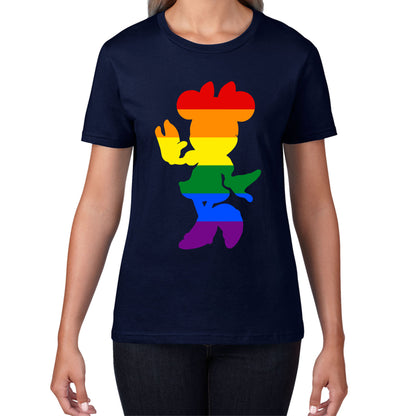 Disney Minnie Mouse Pride Disneyland LGBT Pride Month LGBTQ+ Rainbow Colours Disney World Womens Tee Top