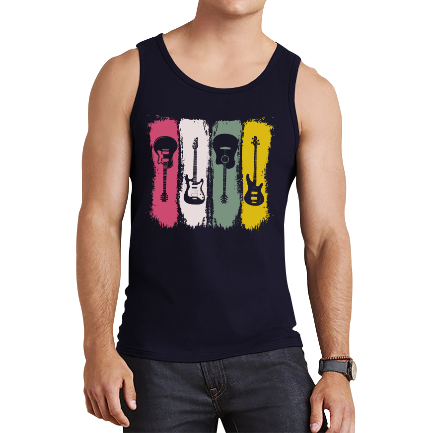 Vintage Guitars Musician Music Guitar Lover Classical Acoustic-Electric Guitarist Tank Top