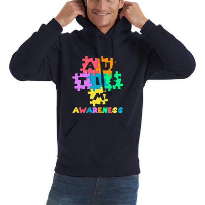 Autism Awareness Jigsaw Puzzle Pieces Autism Support Acceptance Autistic Pride Autism Month Unisex Hoodie