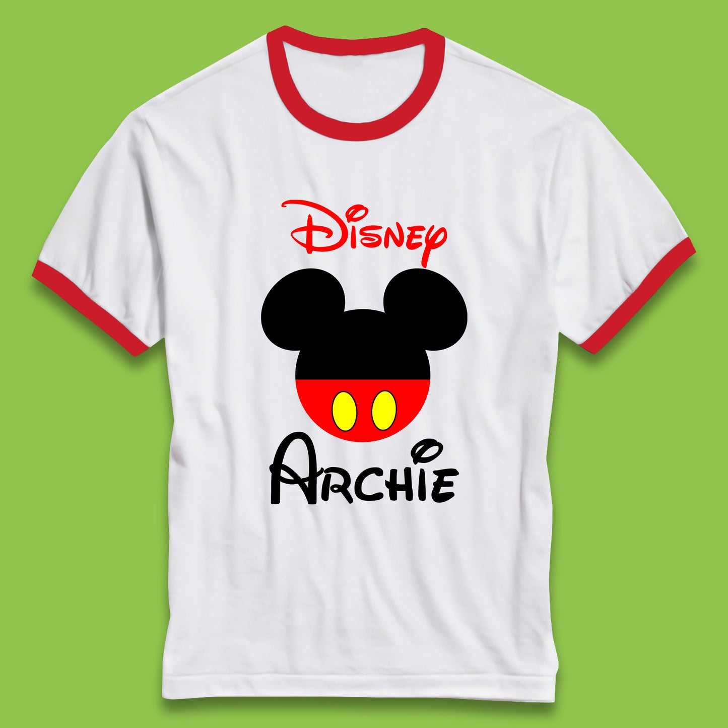 Personalised Disney Mickey Mouse Minnie Mouse Head Your Name Cute Character Disney World  Ringer T Shirt