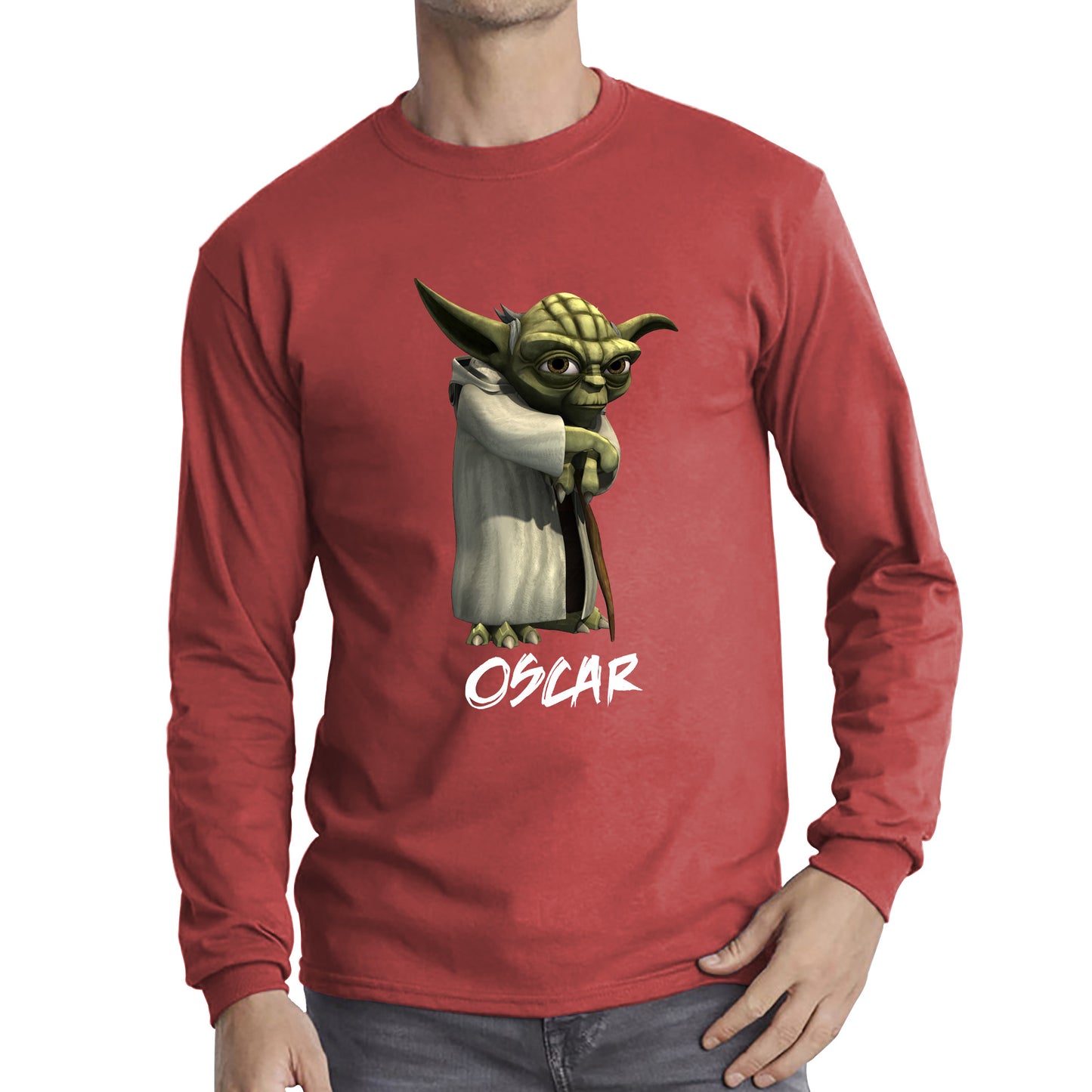 Personalized Yoda May The 4th Be With You Green Humanoid Alien Star Wars Day Disney Star Wars 46th Anniversary Long Sleeve T Shirt