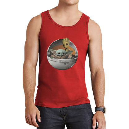 Grogu Baby Yoda And Baby Groot The Mandalorian Disney Star Wars Child In Hover Pod Pram Disney Star Wars Day 46th Anniversary Tank Top