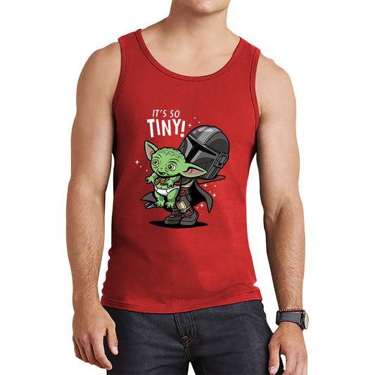 It's So Tiny! The Mandalorian Holding Grogu Yoda's species Star Wars Mando And Baby Yoda Star Wars Day 46th Anniversary Tank Top