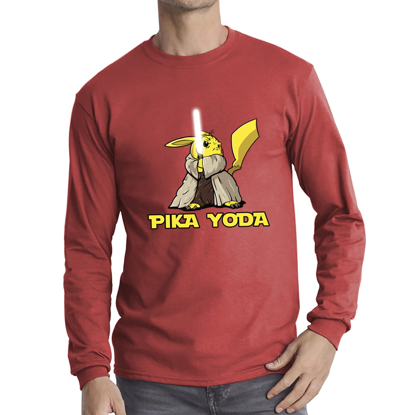 Pika Yoda Pikachu As Master Yoda Jedi Pokémon Star Wars Parody Jedi Pika Star Wars Day 46th Anniversary Long Sleeve T Shirt