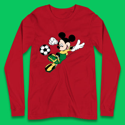 Mickey Mouse Kicking Football Soccer Player Disney Cartoon Mickey Soccer Player Football Team Long Sleeve T Shirt