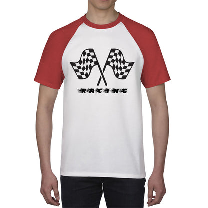 Racing Checkered Flag Motorcar Racing Car Motorsport Race Day Checkered Race Flag Baseball T Shirt