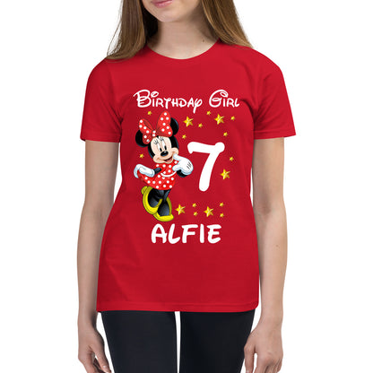 Personalised Happy Birthday Your Name Disney Minnie Mouse Cute Cartoon Character Birthday Party Costume Kids T Shirt