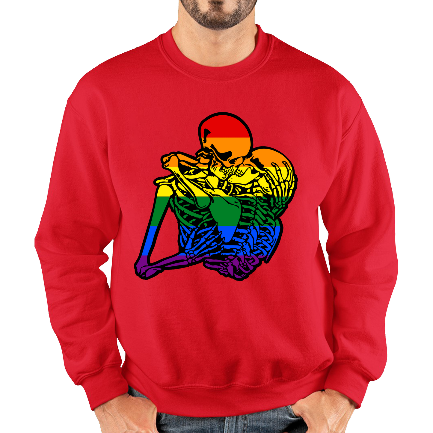 Kissing Skeletons Gay Pride LGBT Gay Skull Halloween LGBTQ+ Rainbow Pride Month Unisex Sweatshirt