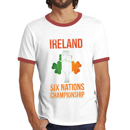 Ireland Flag Logo Rugby Cup European Support World Six Nations Championship Ringer T Shirt