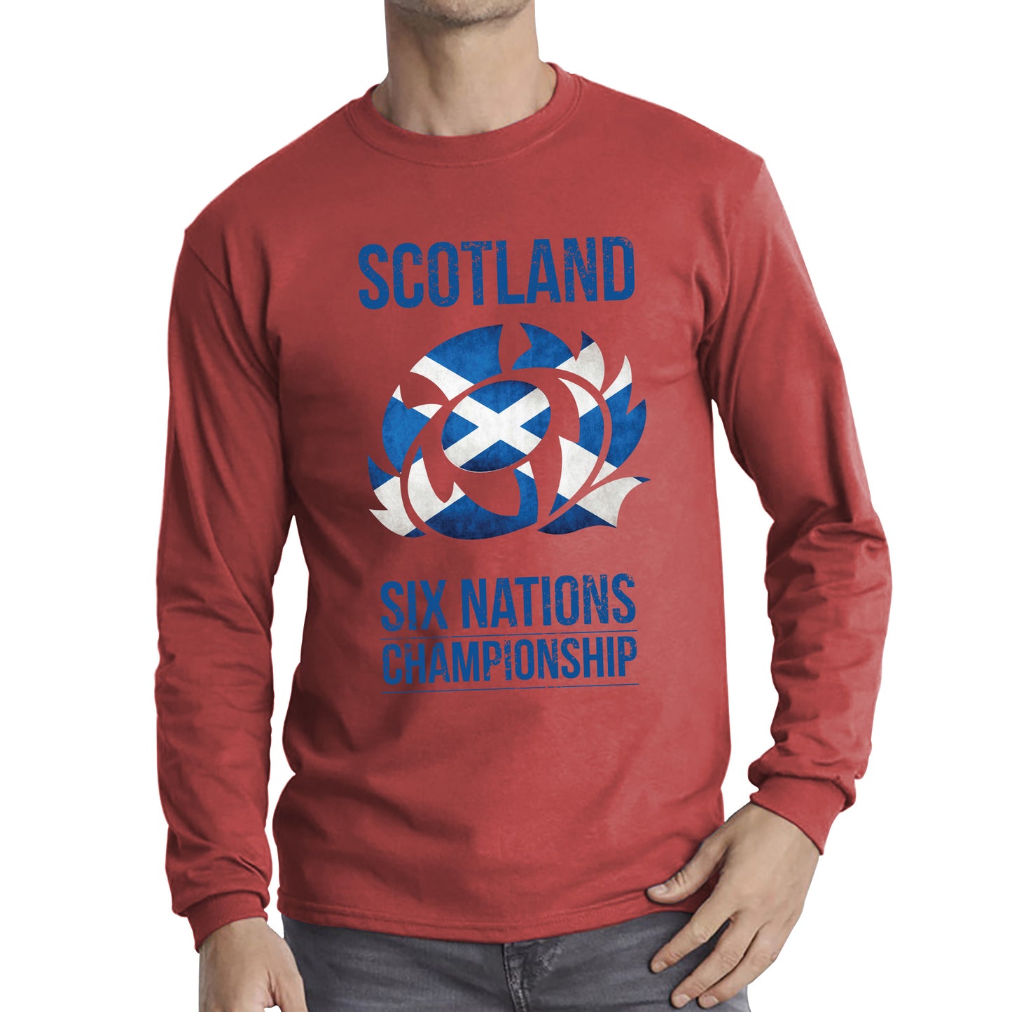 Scotland Flag Logo Rugby Cup European Support World Six Nations Championship Long Sleeve T Shirt