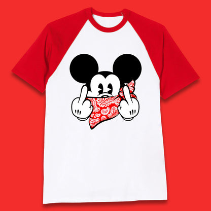 Fuck You Mickey Mouse Middle Fingers Funny Bad Ass Sarcastic Disney Mickey Sarcasm Humor Joke Baseball T Shirt