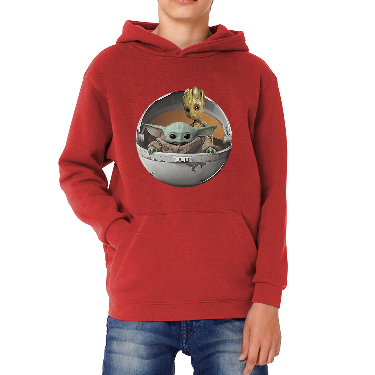 Grogu Baby Yoda And Baby Groot The Mandalorian Disney Star Wars Child In Hover Pod Pram Disney Star Wars Day 46th Anniversary Kids Hoodie