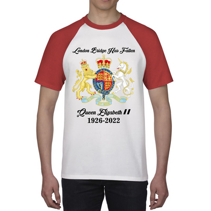 London Bridge Has Fallen Queen Elizabeth II Union Jack Queen's Crown Baseball T Shirt