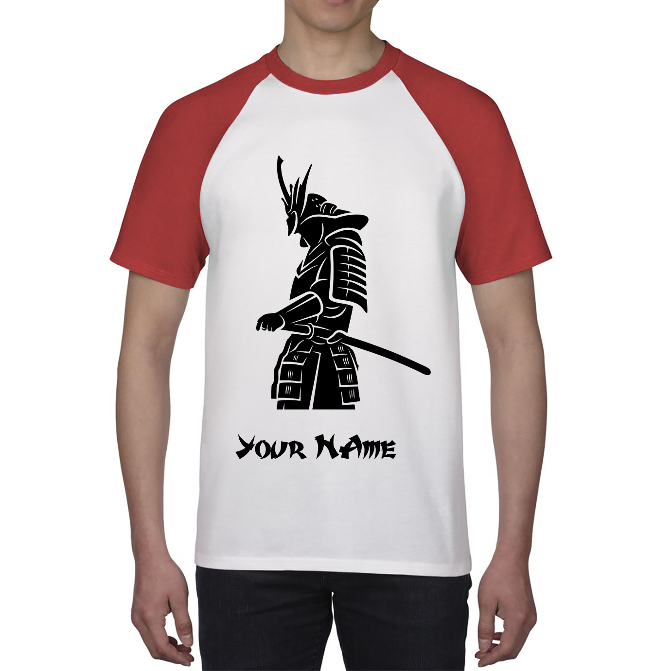 Personalised Samurai Your Name Japanese Retro Samurai Warrior Judo Karate MMA Swords Baseball T Shirt