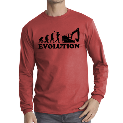 Evolution Of Excavator Operator Bulldozer Construction Digger Excavator Long Sleeve T Shirt