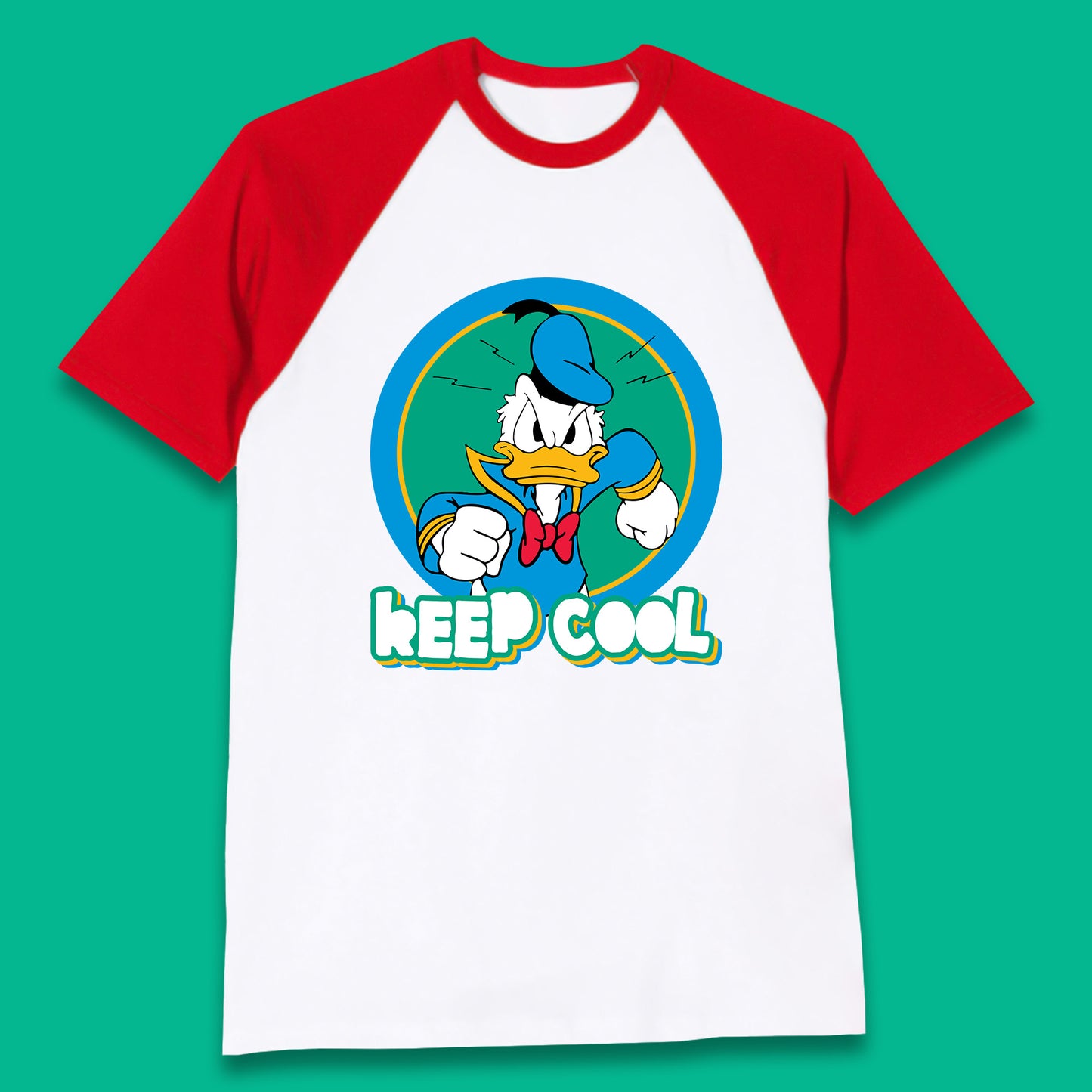 Keep Cool Donald Duck Animated Cartoon Character Angry Duck Disneyland Trip Disney Vacations Baseball T Shirt