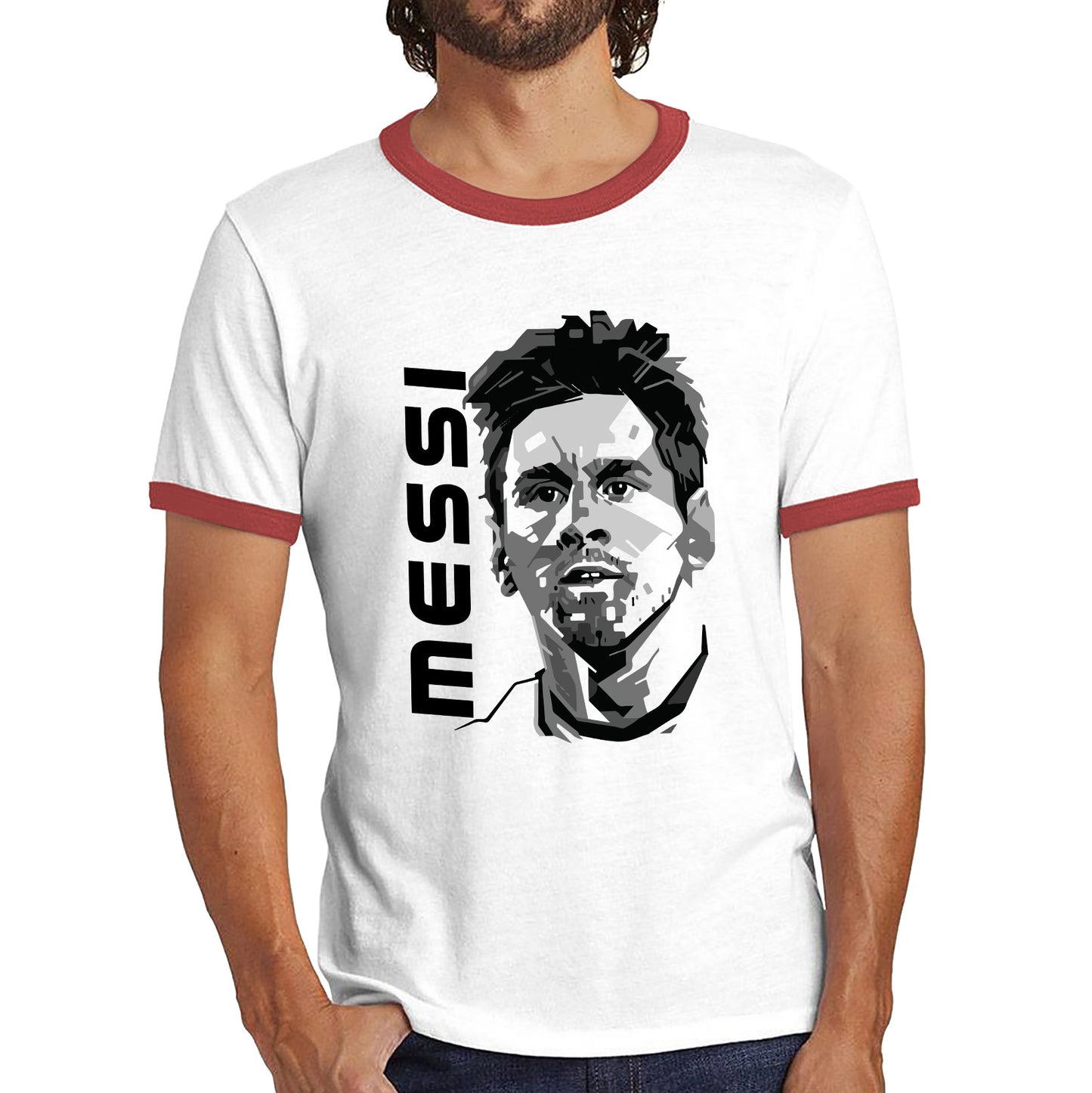 Football Player Retro Style Portrait Soccer Goat Argentine Professional Footballer Sports Champion Ringer T Shirt