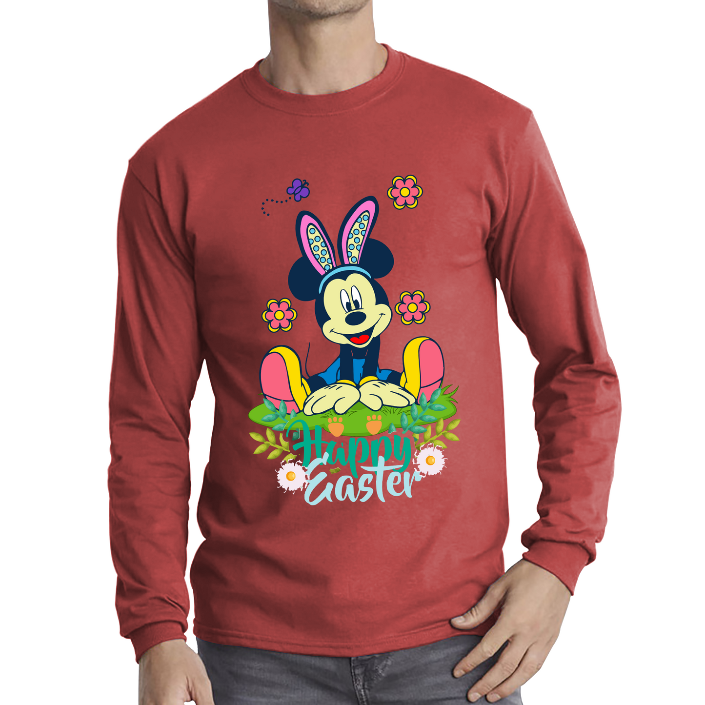 Happy Easter Mickey Mouse Bunny Easter Bunny Happy Easter Day Disney Land  Long Sleeve T Shirt