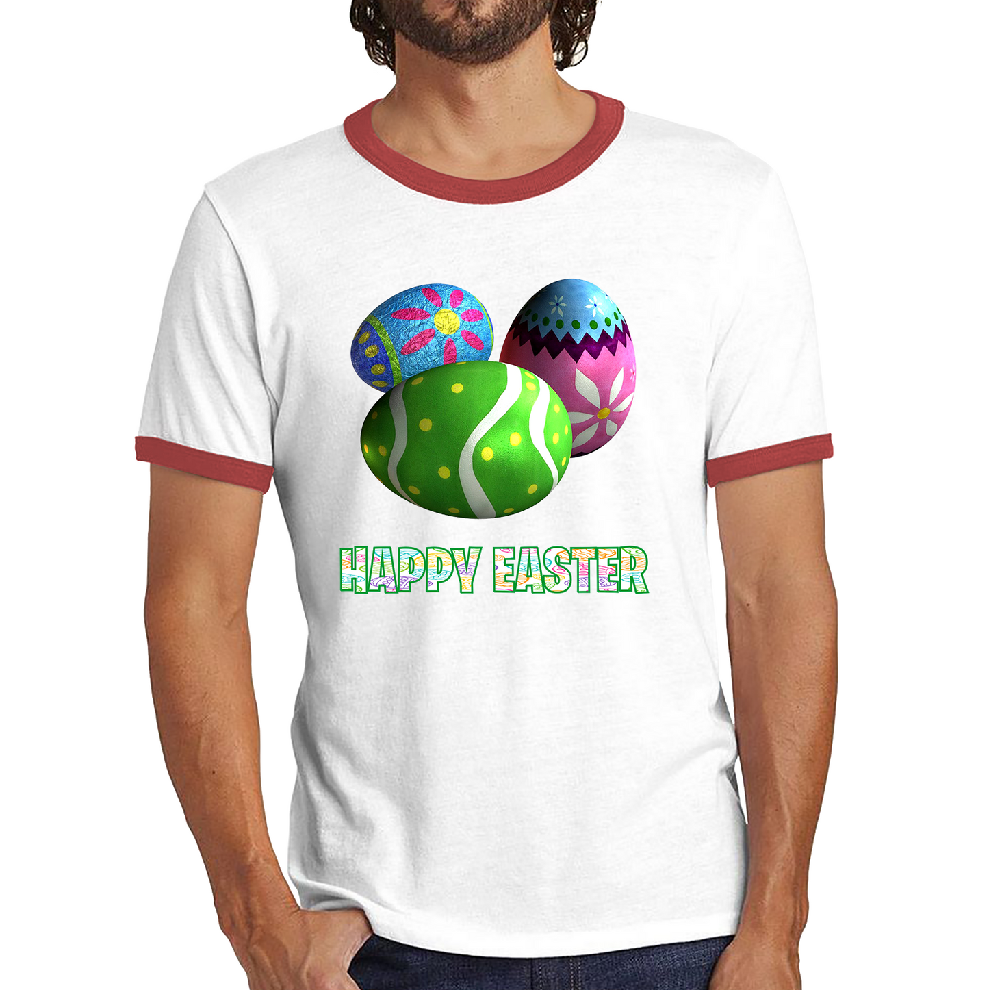 Happy Easter Bunny Colorful Egg Easter Bunny Egg Happy Easter Day Ringer T Shirt