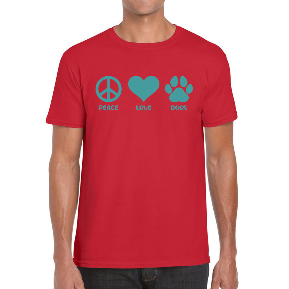 Peace Love Dogs Dog Paws Funny Dog Lovers Animal Pet Peace Logo Mens Tee Top