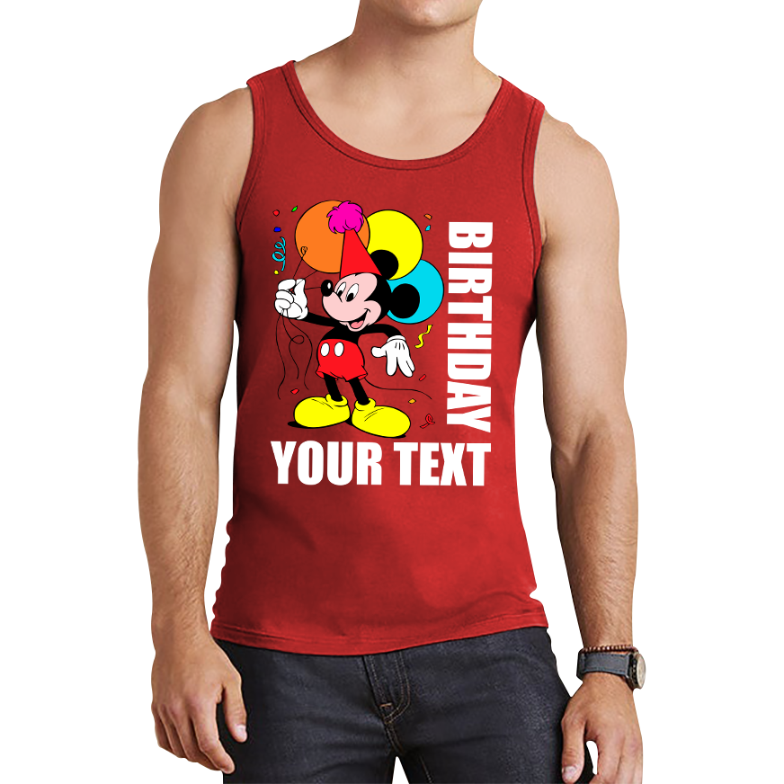 Personalised Disney Mickey Mouse Holding Balloons Birthday Your Text Disneyland Tank Top