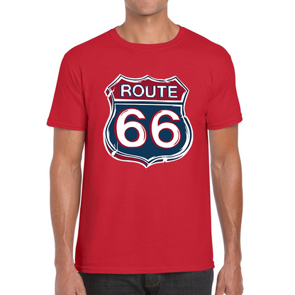 Route 66 Baseball Highway 66 US Biking Riding Highway Main Street of America Mens Tee Top