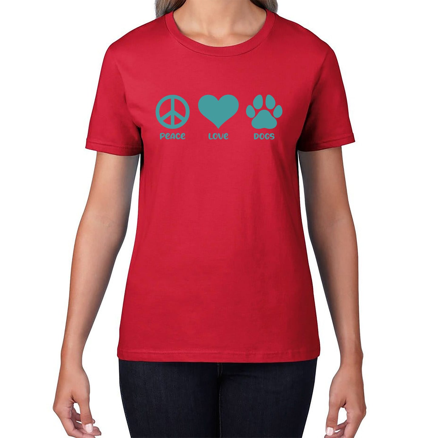 Peace Love Dogs Dog Paws Funny Dog Lovers Animal Pet Peace Logo Womens Tee Top