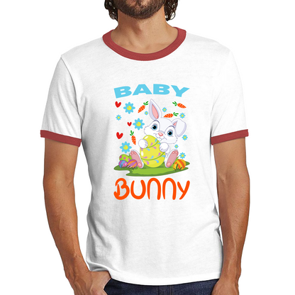 Baby Bunny Cute Little Bunny With Egg Happy Easter Day Ringer T Shirt