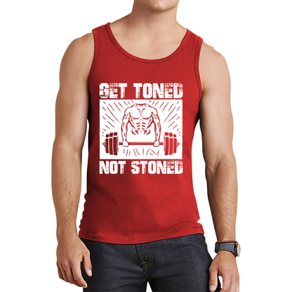 Get Toned Not Stoned Workout Muscles Fitness Motivational Gym Tank Top