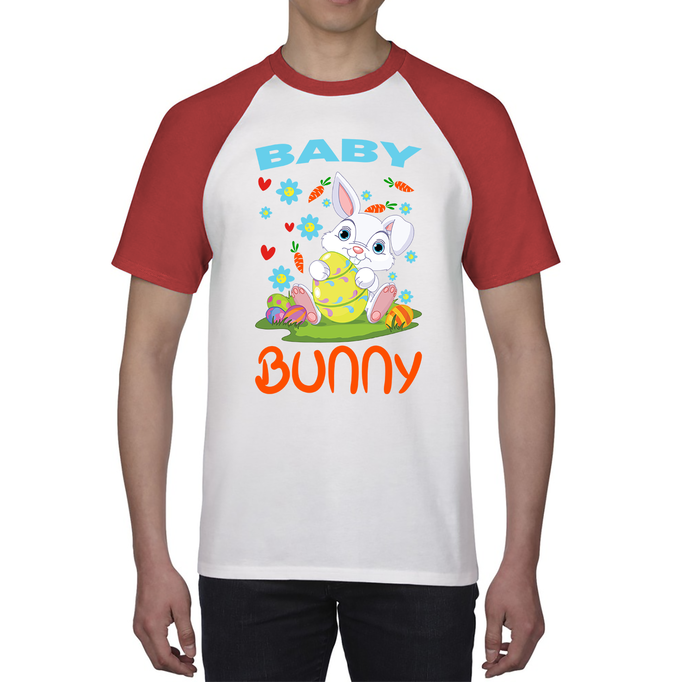 Baby Bunny Cute Little Bunny With Egg Happy Easter Day Baseball T Shirt