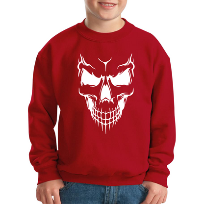 Skull Face Scary Horror Biker Racers Novelty Spooky Kids Jumper