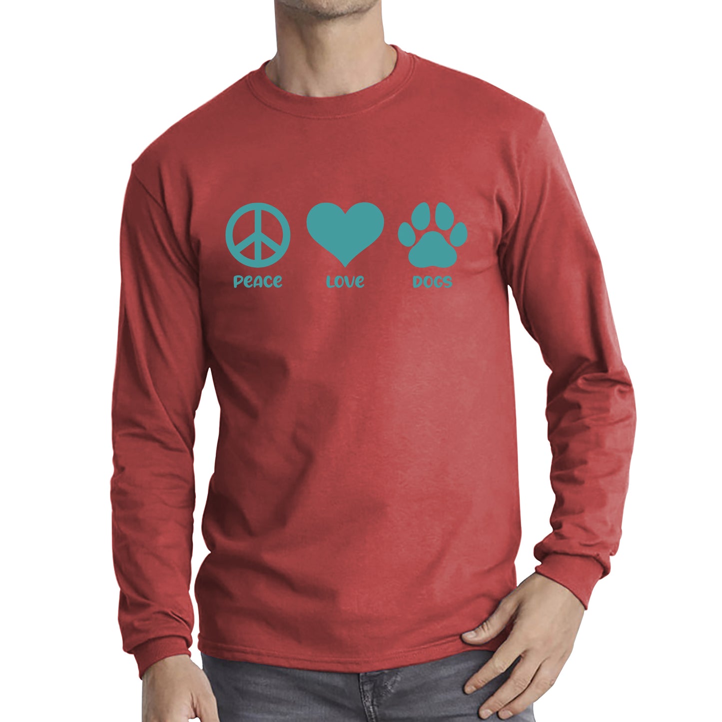 Peace Love Dogs Dog Paws Funny Dog Lovers Animal Pet Peace Logo Long Sleeve T Shirt