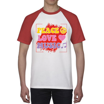 Peace Love Music Funny Music Lover Inspirational Motivational Music Festival Musician Baseball T Shirt