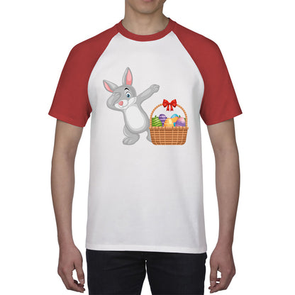 Dabbing Bunny With Eggs Basket Happy Easter Day Cute Rabbit Bunny Easter Day Baseball T Shirt