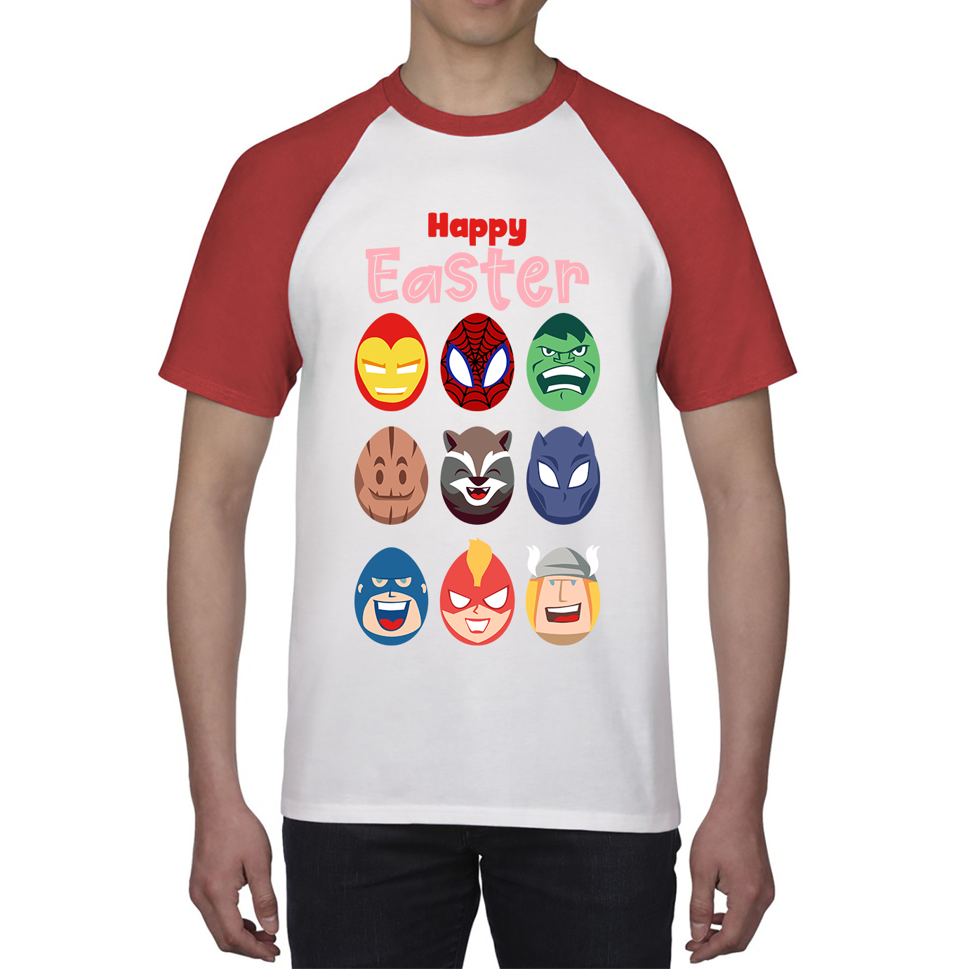 Happy Easter Marvel Avengers Characters Face Avengers Characters Easter Day Happy Easter Cute Superhero Baseball T Shirt