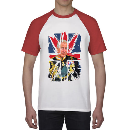 Distressed British Flag King Charles III Coronation Ruling Monarch Of England United Kingdom His Majesty Baseball T Shirt