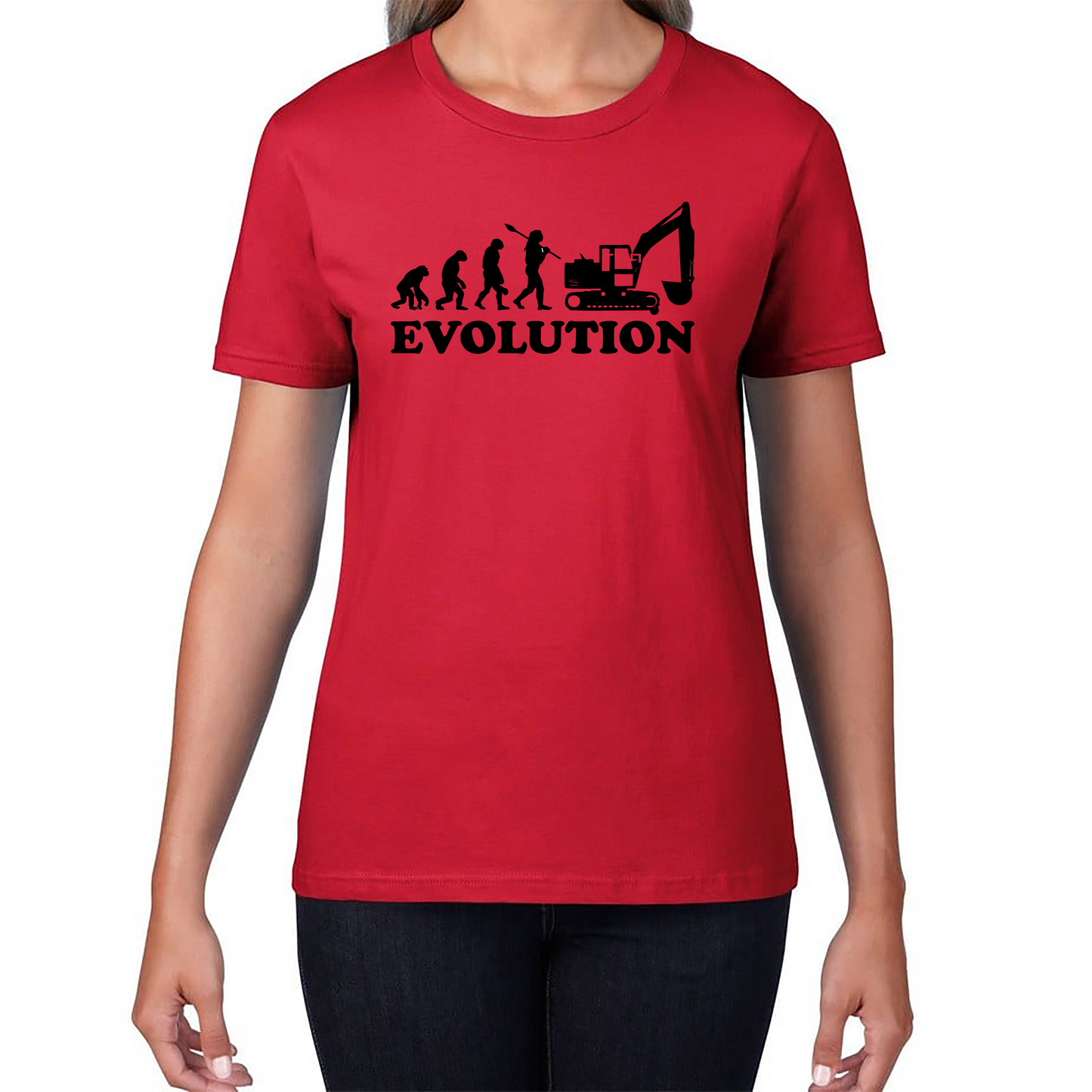 Evolution Of Excavator Operator Bulldozer Construction Digger Excavator Womens Tee Top