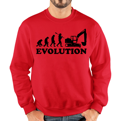 Evolution Of Excavator Operator Bulldozer Construction Digger Excavator Unisex Sweatshirt