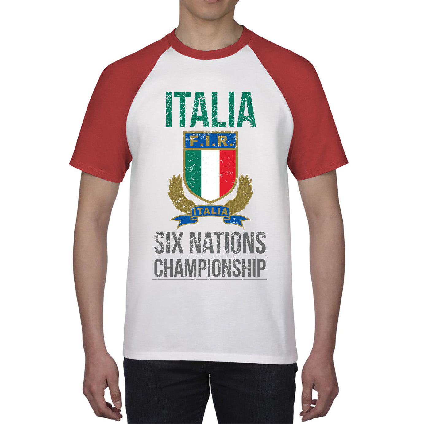 Italia Flag Logo Rugby Cup European Support World Six Nations Championship Baseball T Shirt