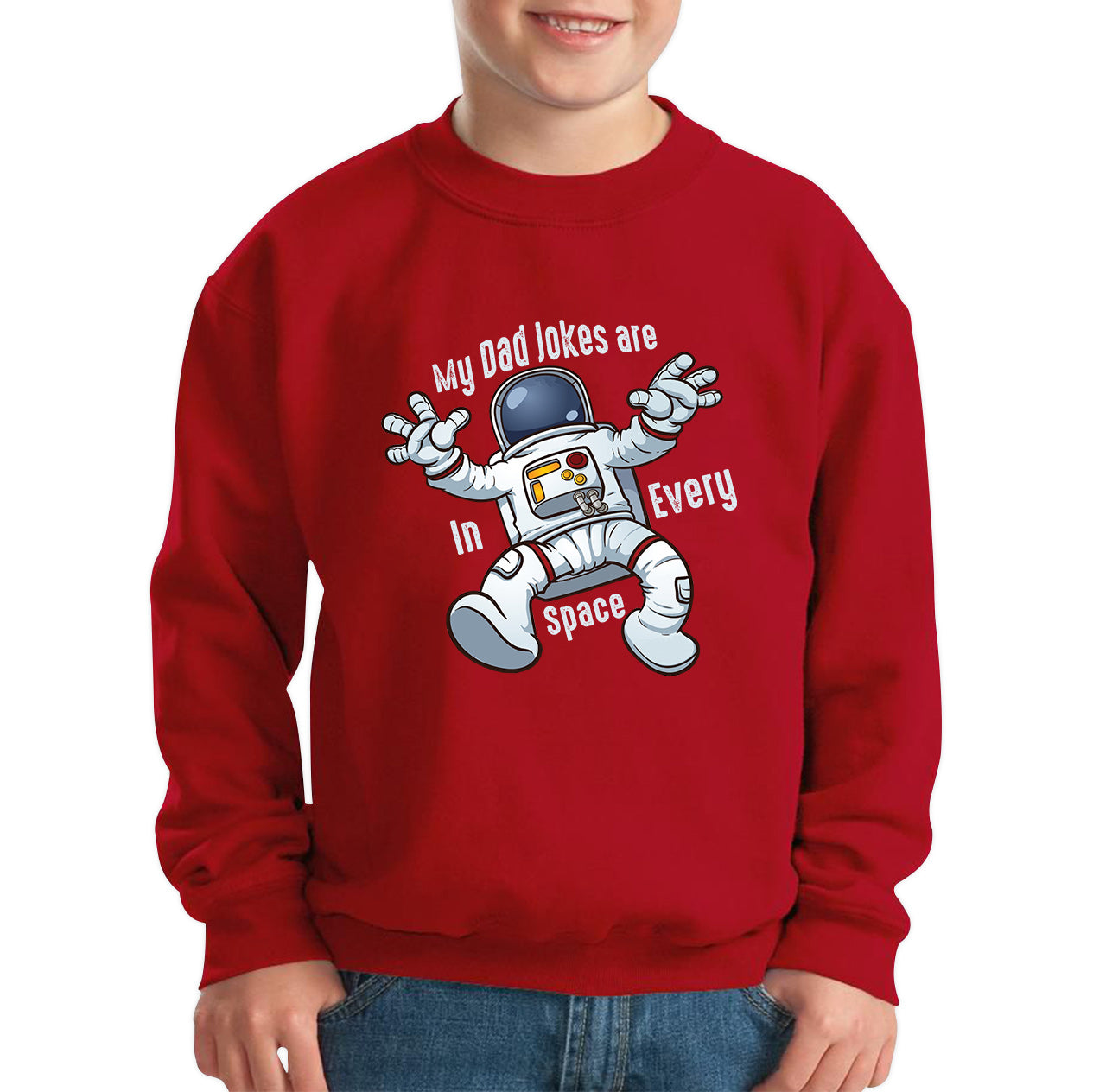 My Dad Jokes Are In Every Space - Falling Astronaut Funny Sarcastic Joke Meme Gift For Father Scientific Meme Joke Space Kids Jumper