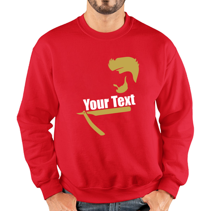 Personalised Barber Shop Logo Your Text Barber Salon Hairdresser Hairstylist Unisex Sweatshirt