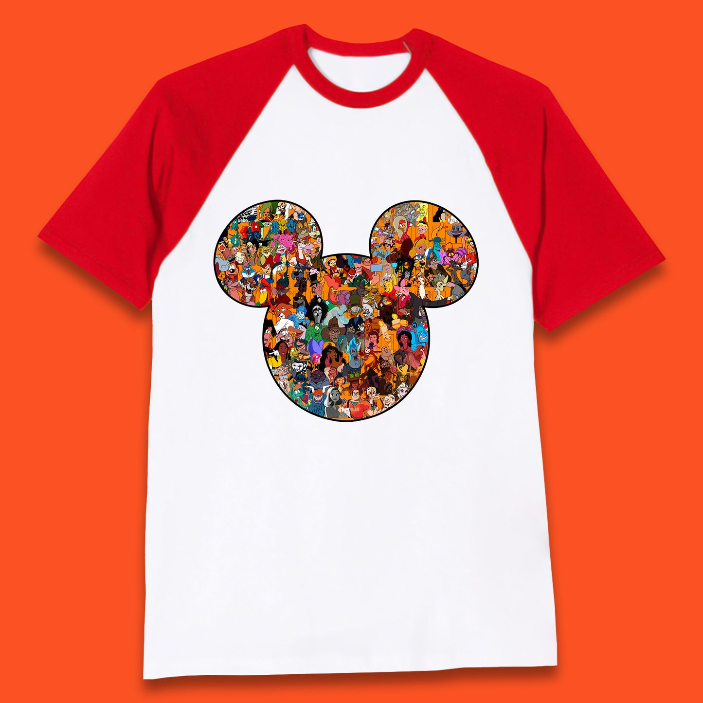 Disney Mickey Mouse Minnie Mouse Head All Disney Characters Together Disney Family Animated Cartoons Movies Characters Disney World Baseball T Shirt