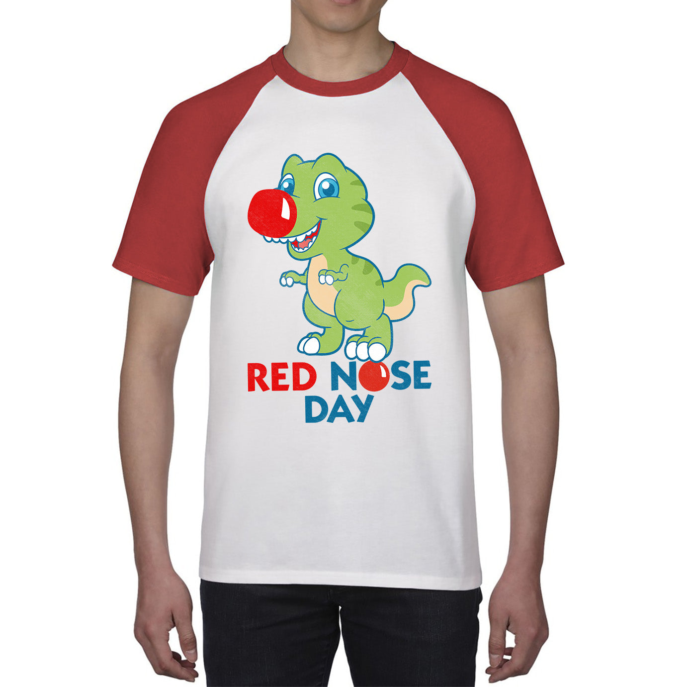 Red Nose Day T-rex Trex Lover's Gift Dynosaurs Dino Red Nose Day 2023 Baseball T Shirt