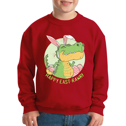 Happy Eastrawr Easter Bunny Dinosaur T-Rex RAWR Easter Egg Rabbit Funny Easter Day Kids Jumper