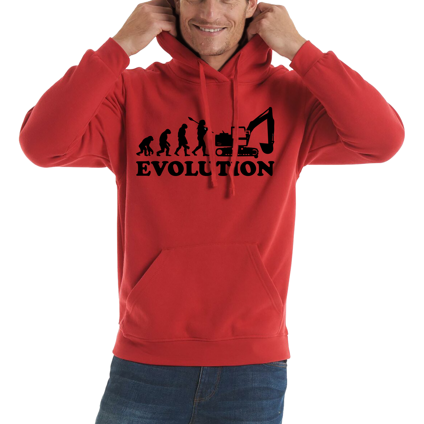 Evolution Of Excavator Operator Bulldozer Construction Digger Excavator Unisex Hoodie