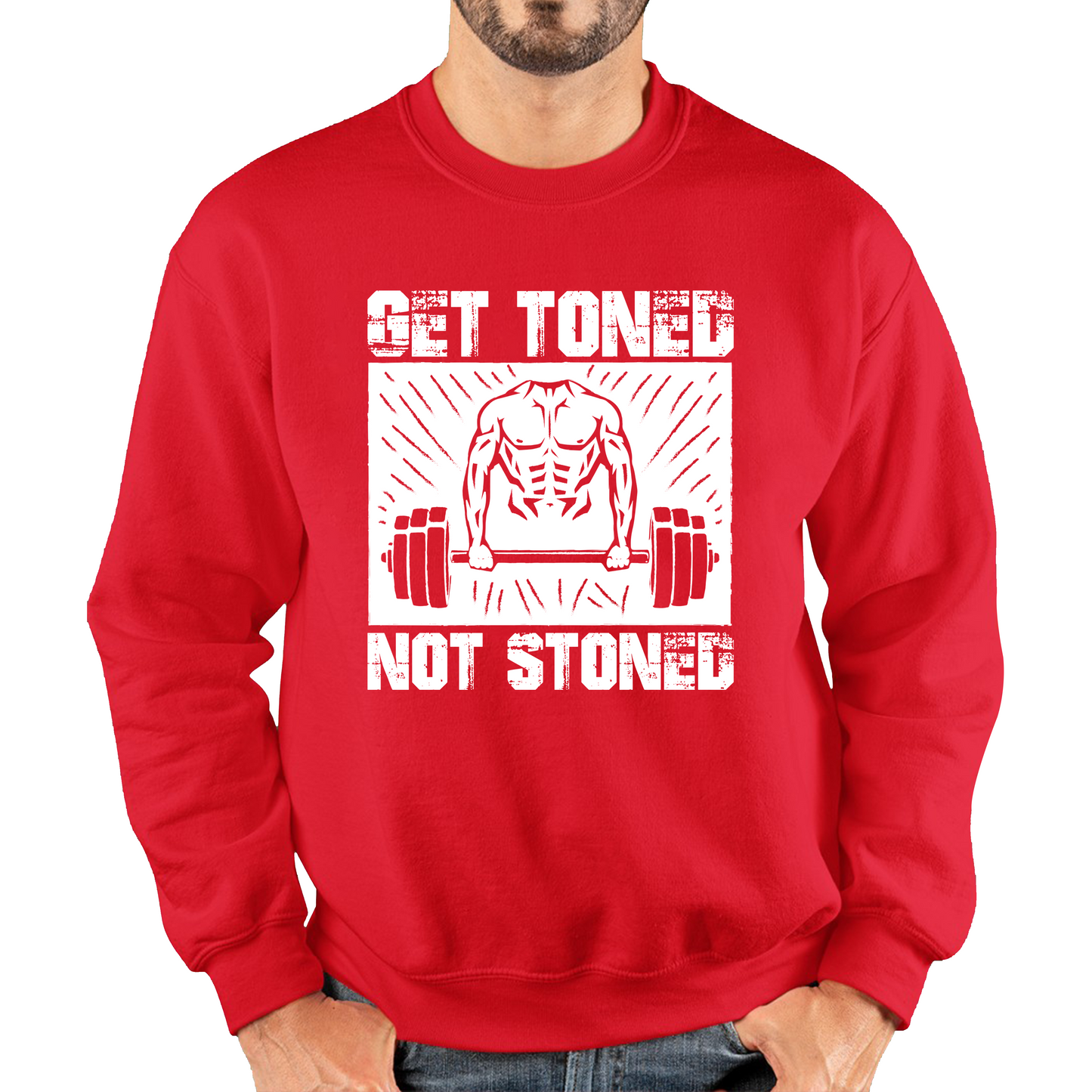 Get Toned Not Stoned Workout Muscles Fitness Motivational Gym Unisex Sweatshirt