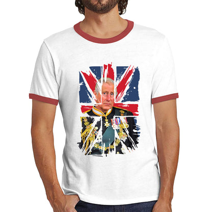 Distressed British Flag King Charles III Coronation Ruling Monarch Of England United Kingdom His Majesty Ringer T Shirt